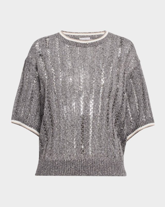 Micro Sequined Linen French Riveria Sweat